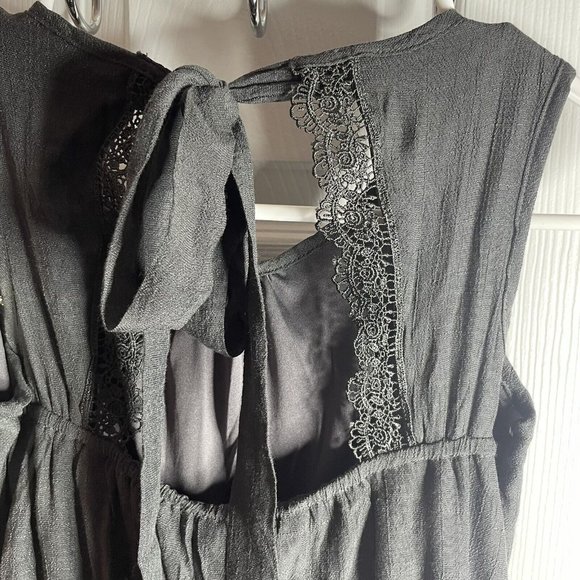 Mia Joy Maxi Dress Womens 7 Jemma Gray Ruffle Lace Hem Cut Out Back Cottagecore - Picture 6 of 6